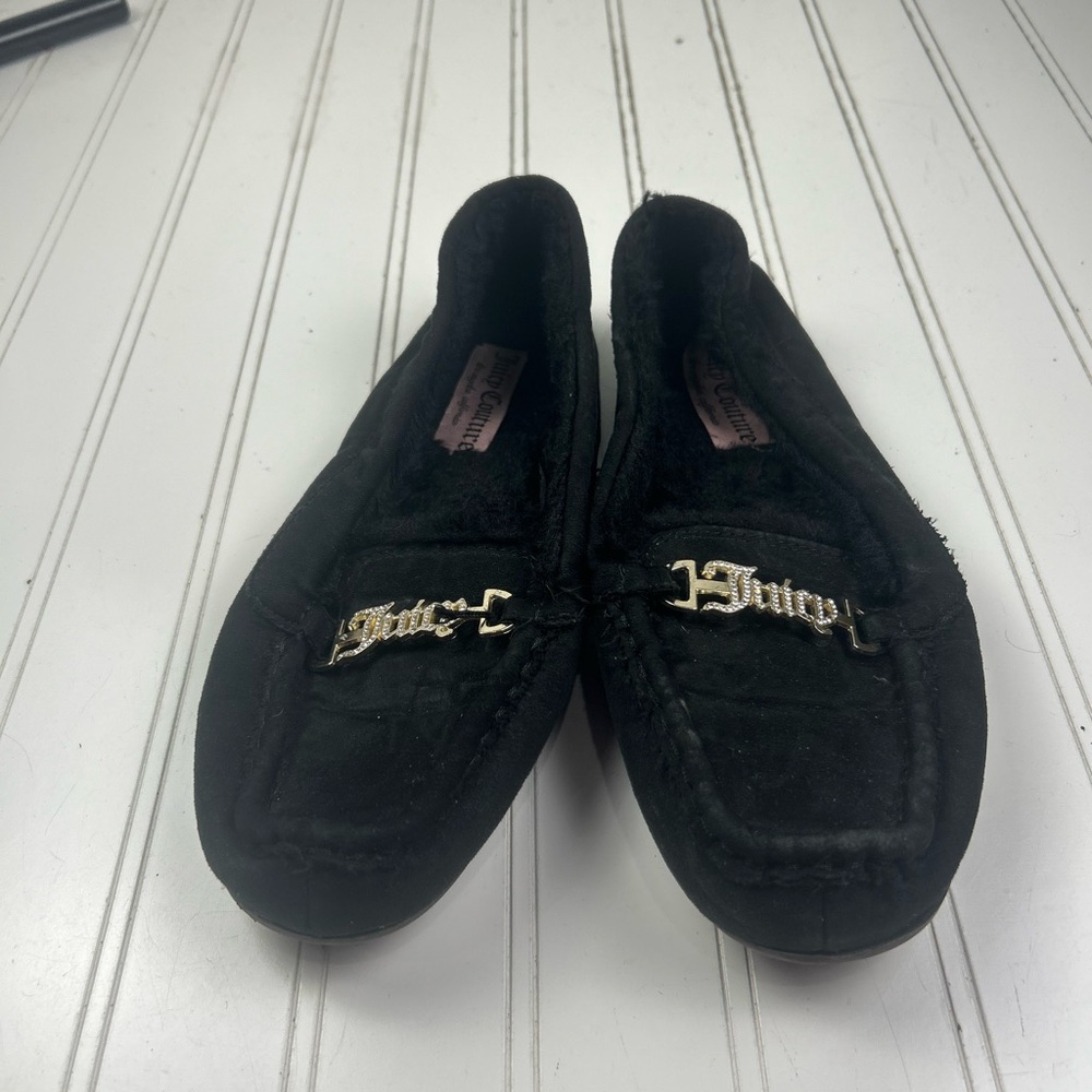 Juicy Couture Vintage Y2K Black Fuzzy Moccasin Slip On Loafers Womenโs Size 8 - Picture 2 of 9